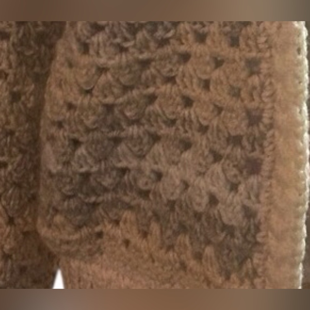 Cozy Crochet Sweater in Variegated Cream with infinity scarf and brooch - Picture 7 of 7